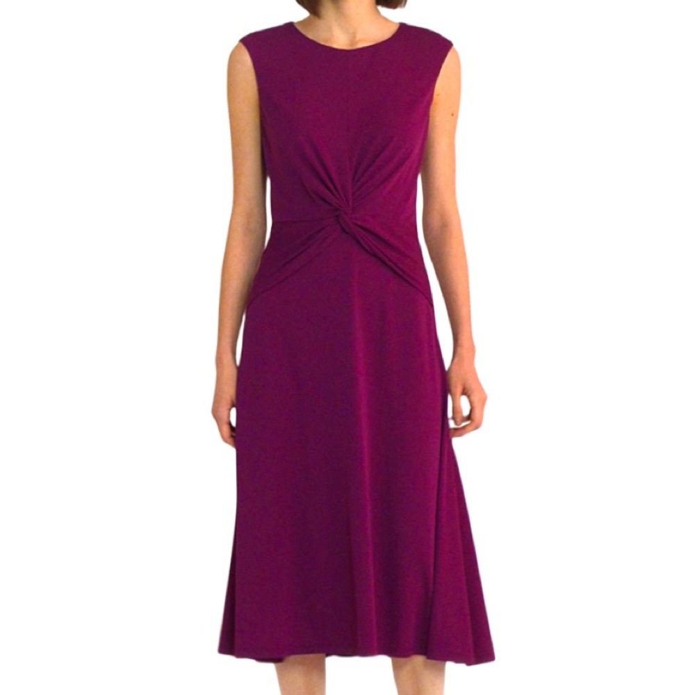 Lauren Ralph Lauren Twist Front Dress A-line Plum Caspia Purple Size 6 - Picture 13 of 13
